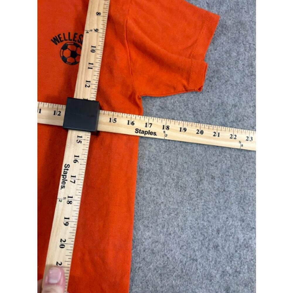 Vintage 80s Russell Athletic Wellesley Soccer Shirt Mens Small Orange Sportswear - Picture 3 of 5